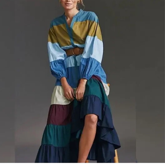 Anthropologie Forever That Girl Tiered Block Maxi Dress - Picture 3 of 15
